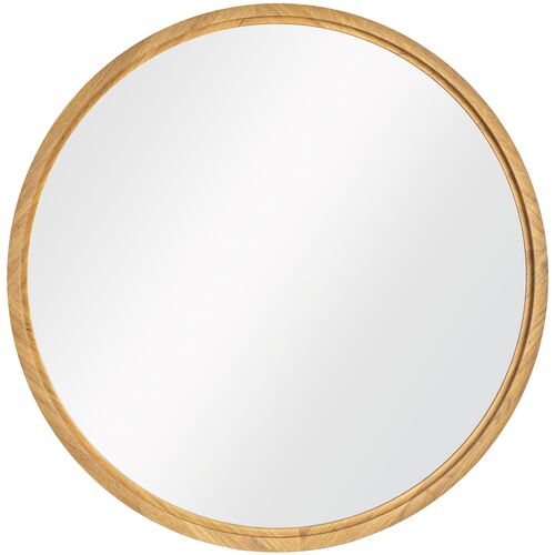 Kuba Oak Round Wall Mirror