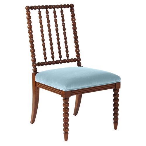 Barton Spindle Side Chair, Sky Blue Velvet~P77383533