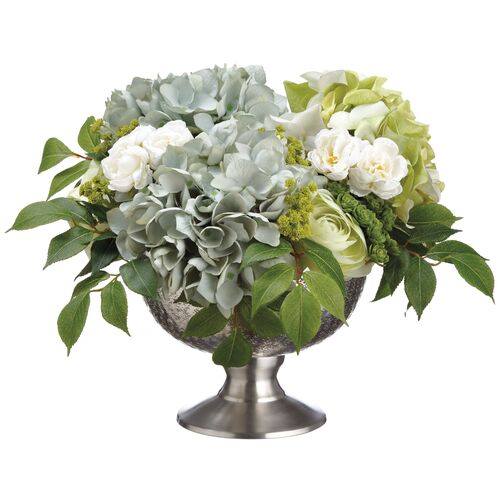 17" Hydrangea & Ranunculus Mix w/ Bowl, Faux~P77539138