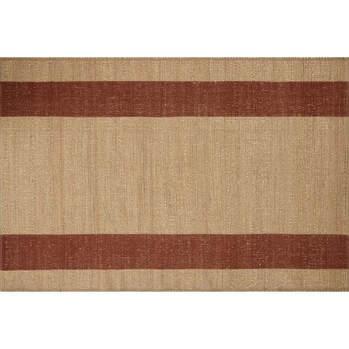Weatherstaff Hand Woven Border Stripe Rug, Natural/Brick Weatherstaff Hand Woven Border Stripe Rug, Natural/Brick