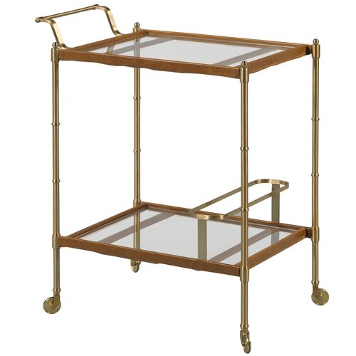 Tipple Table Bar Cart, Leather/Brass