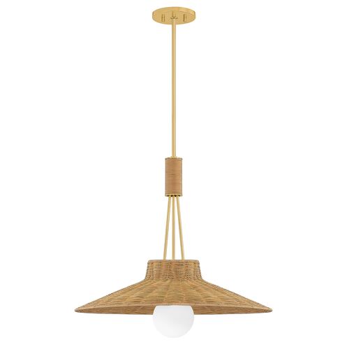 Finnian Wicker Pendant, Natural/Aged Brass