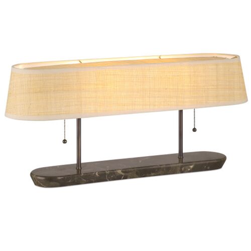 Museum Marble Raffia Desk Lamp, Dark Bronze