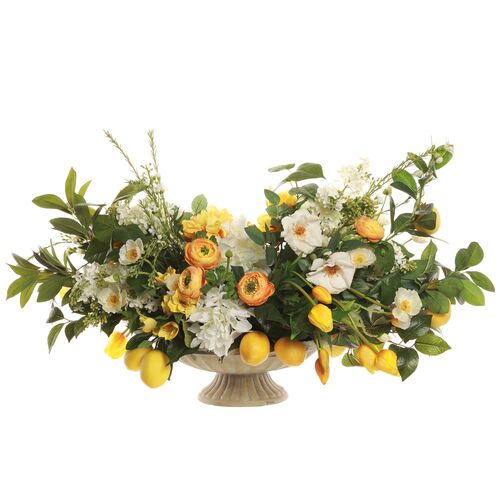 23" Peony/Rose/Tulip/Ranunculus/Lemons Arrangement, Faux