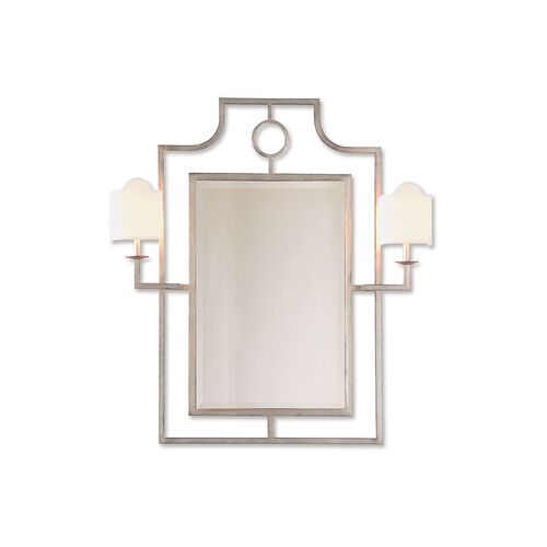 Doheny Sconces Wall Mirror, Silver~P77314284