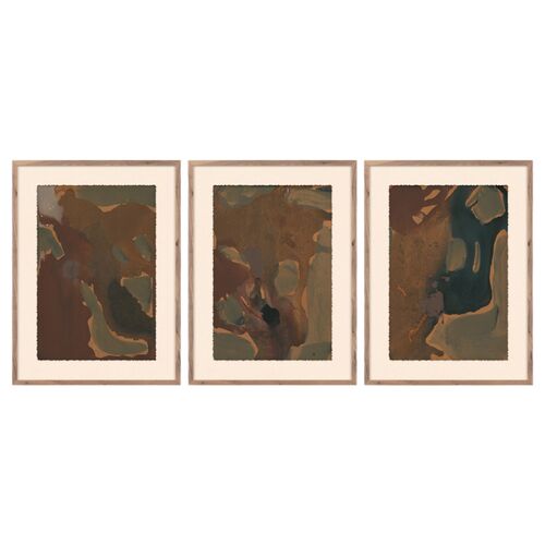 Worn Triptych by Brooke Noel Morgan, Rustic Walnut Frame