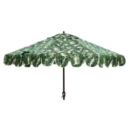 Phoebe Scallop-Edge Patio Umbrella, Palm Leaf~P77326371