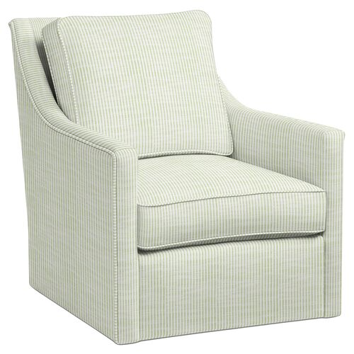 Orleans Outdoor Upholstered Swivel Chair, Inside Out Ticking Stripe Orleans Outdoor Upholstered Swivel Chair, Inside Out Ticking Stripe