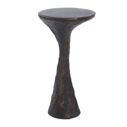 Tirzah Indoor/Outdoor Concrete Drink Table, Black/Bronze Tirzah Indoor/Outdoor Concrete Drink Table, Black/Bronze