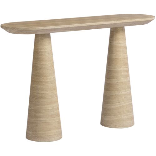 Eriss Faux Indoor/Outdoor Console Table, Travertine