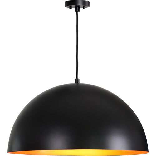 Ora Metal Dome Pendant, Matte Black/Gold