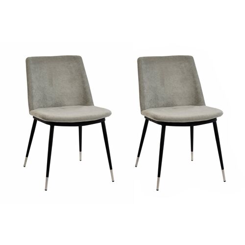 S/2 Elle Side Chairs, Gray Velvet~P67664542