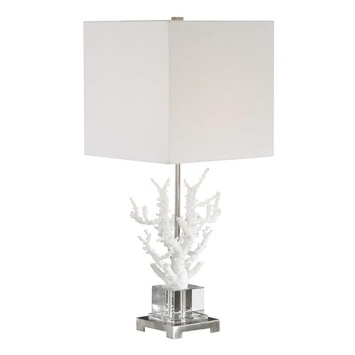 Wesley Table Lamp, Brown/Nickel/White