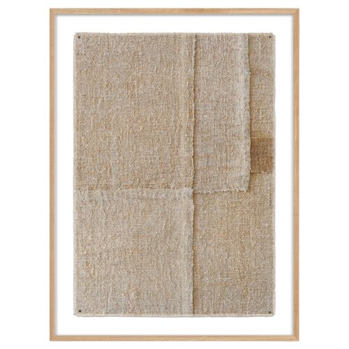 Acceptance No 1 Framed Textile by Karen Covey, White Oak Frame
