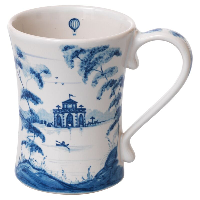Country Estate Coffee Cup, White/Blue