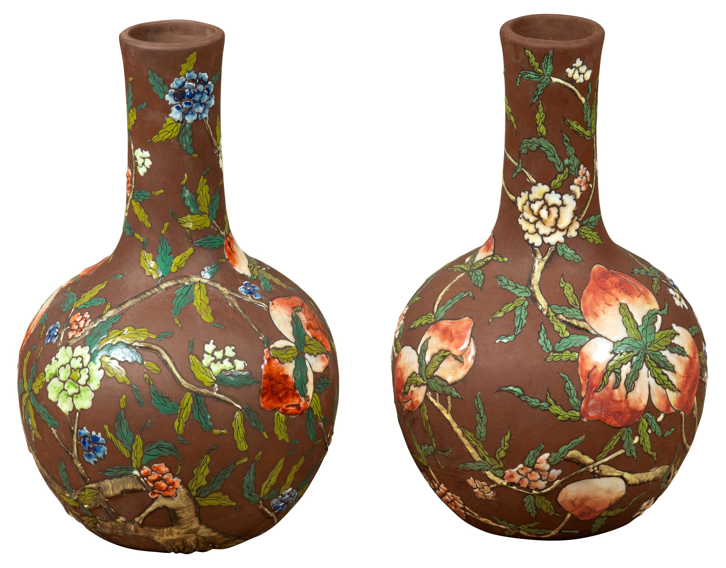 Pair of Chinese Kendi Shaped Brown Vases~P77556145