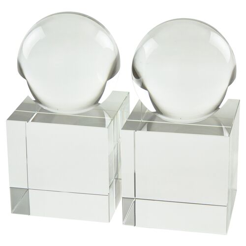 Crystal Sphere Bookends, Clear~P77641340