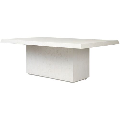 Avila 84" Outdoor Rectangular Concrete Dining Table, Aged White
