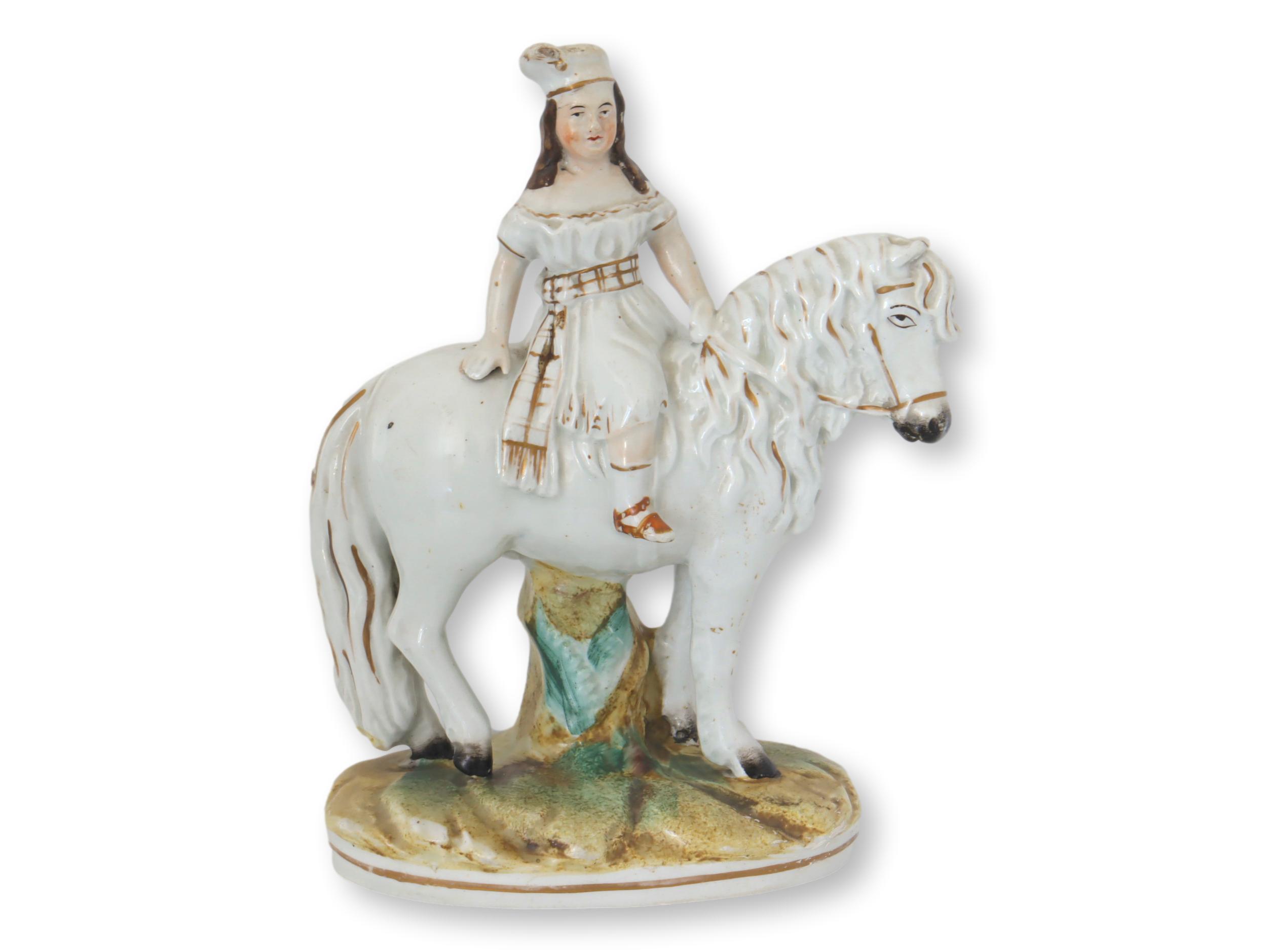 19th-C. Staffordshire Girl on a Pony~P77678467