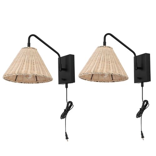 S/2 Sessi 16" Rattan Plug-In Wall Sconces