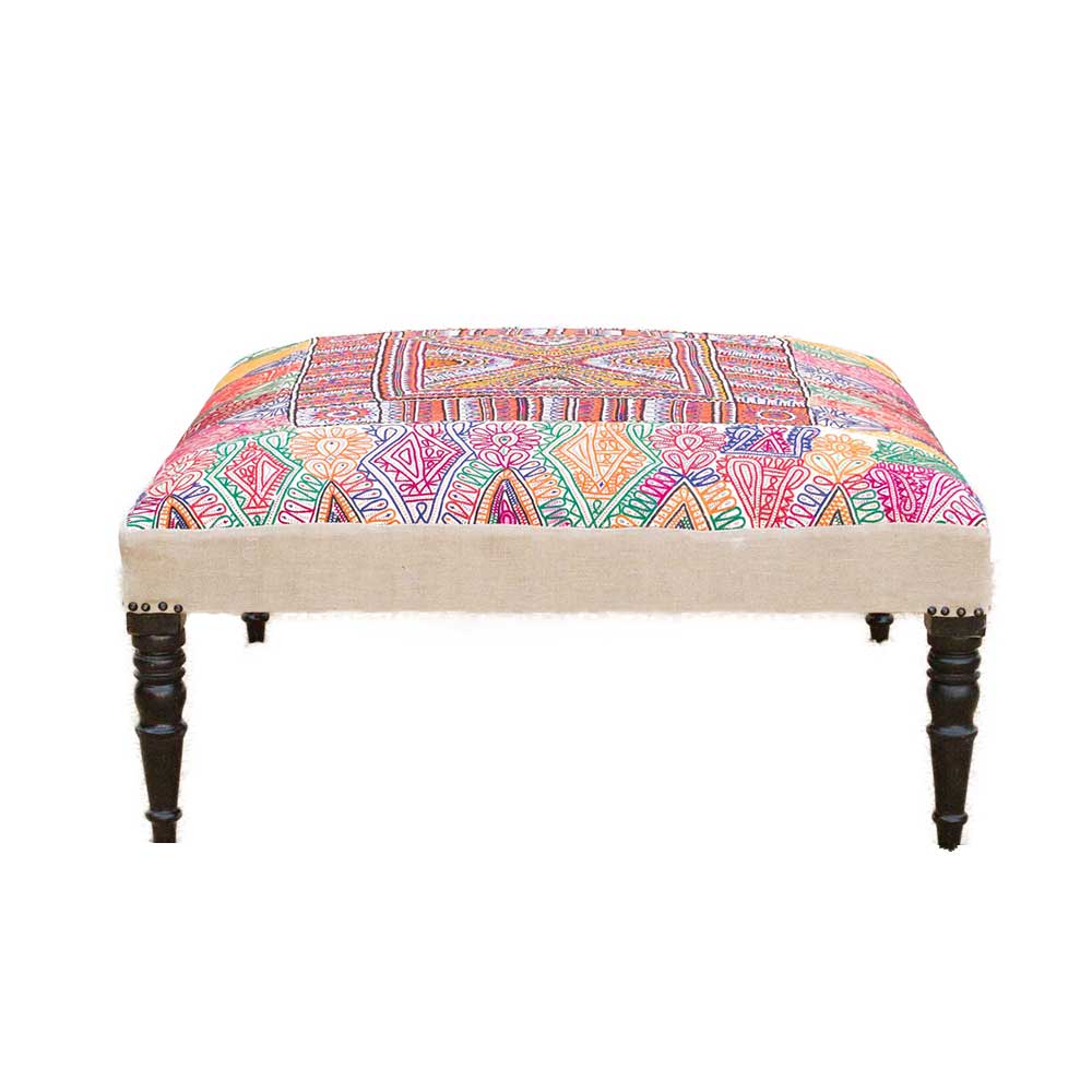 Antique Rabari Tapestry Ottoman
