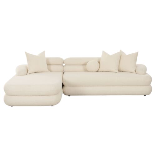 Vexley Modular Sectional Chaise, Cream Boucle