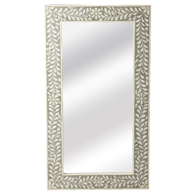 Ana Bone Inlay Wall Mirror, Gray