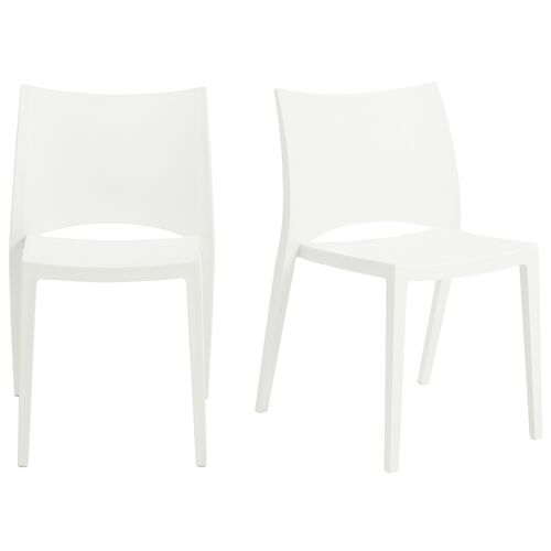 S/2 Jinni Indoor/Outdoor Stacking Chairs, White