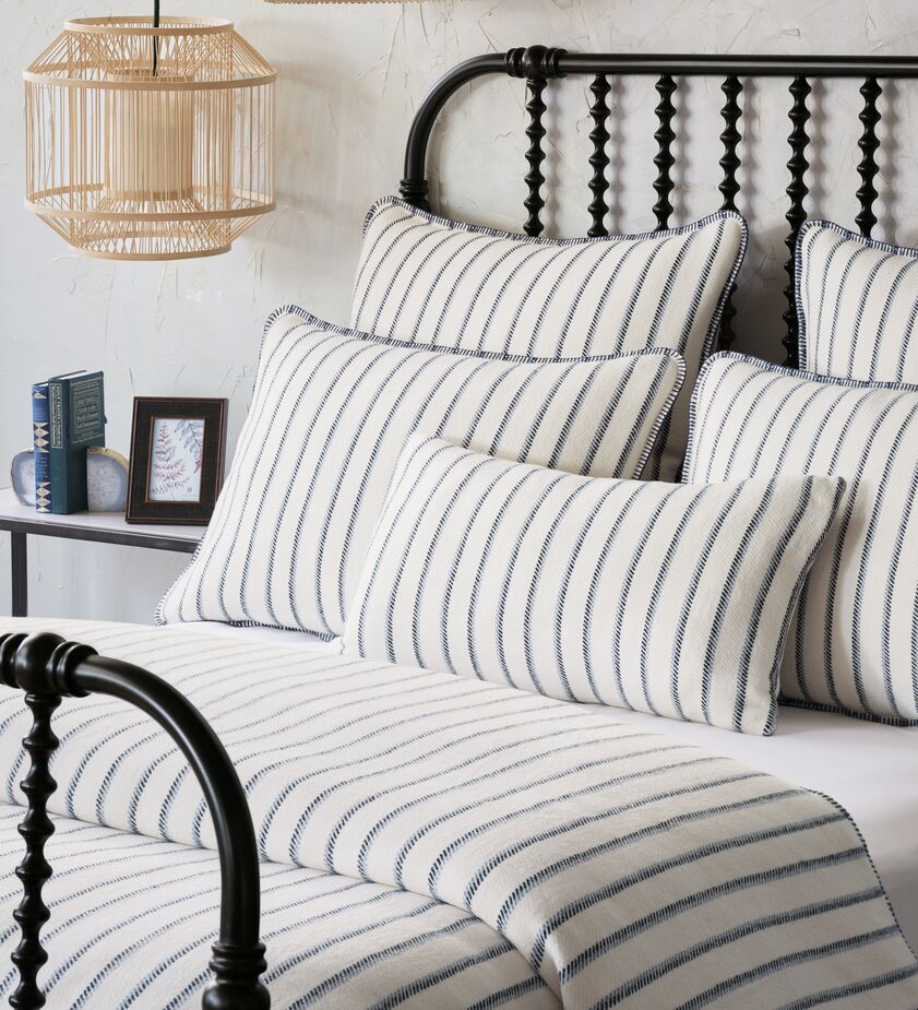 The Marco bedding by Thom Filicia, like all other Eastern Accents products, is made in Chicago.
