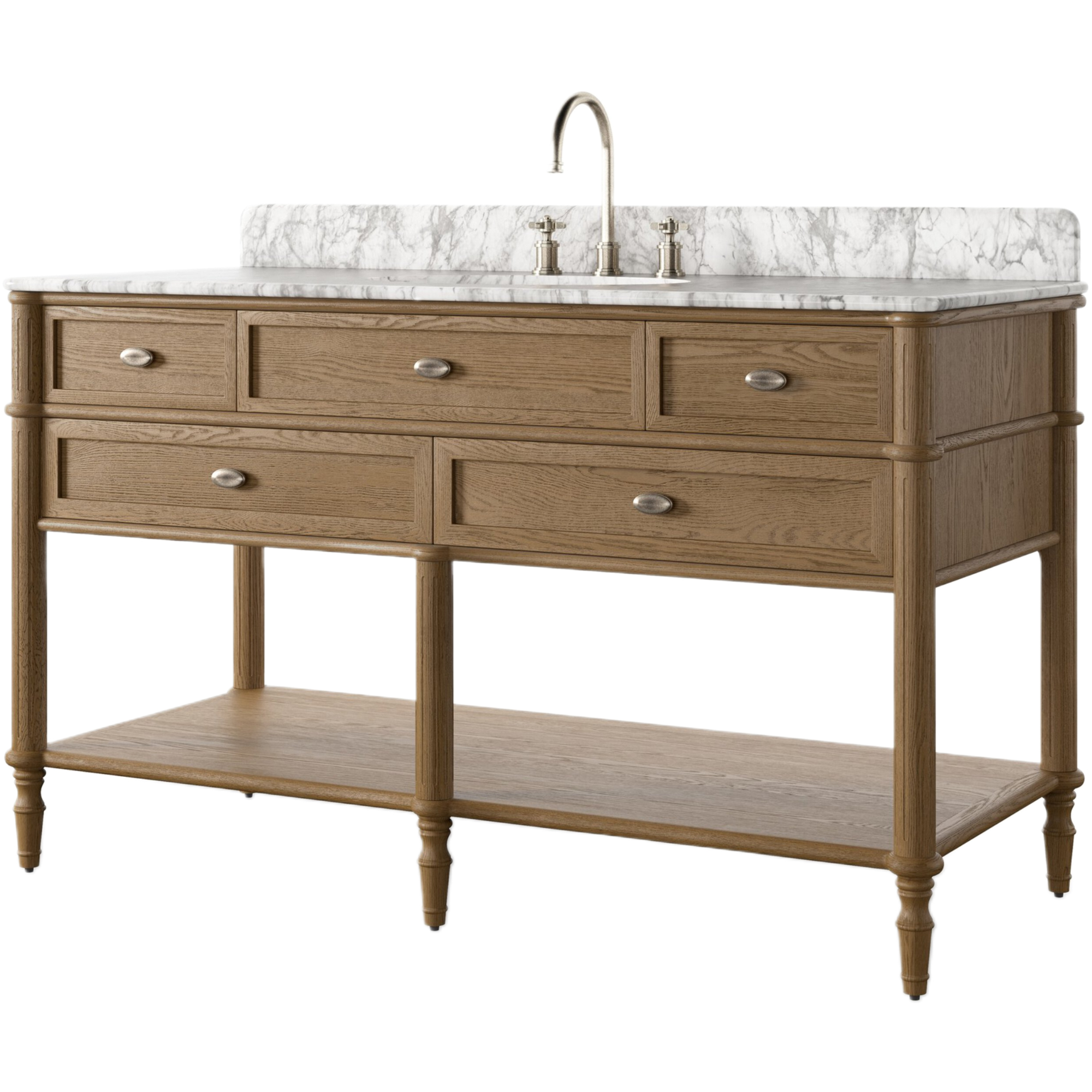 Tonia 55" Marble Top Single Sink Bathroom Vanity Set