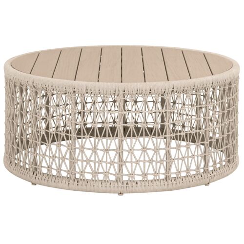 Kora Outdoor Round Coffee Table, Washed Ever Teak Kora Outdoor Round Coffee Table, Washed Ever Teak
