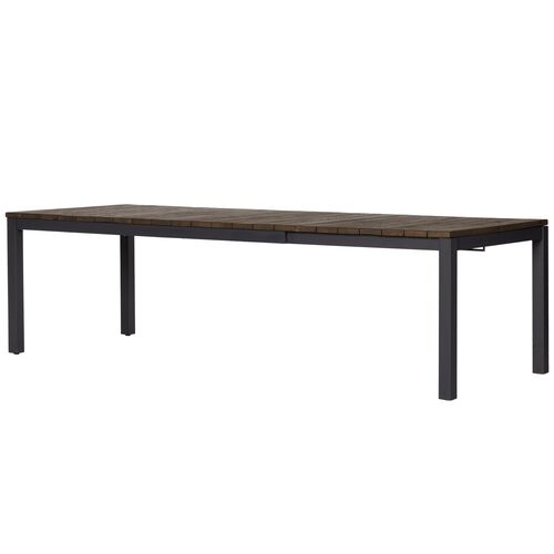 Gabbi Outdoor Extension Dining Table, Matte Charcoal/Brown