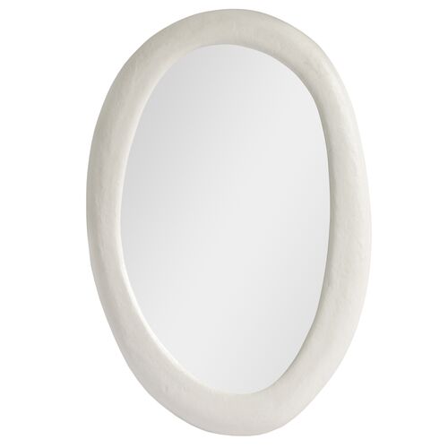 Simone Plaster Oval Wall Mirror, White Simone Plaster Oval Wall Mirror, White