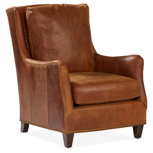 Etna Wingback Chair, Café Leather~P77368667