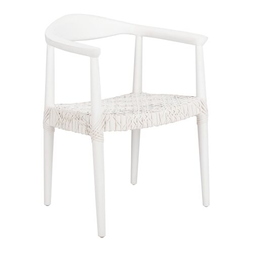 Francesca Leather Armchair, White~P69507084