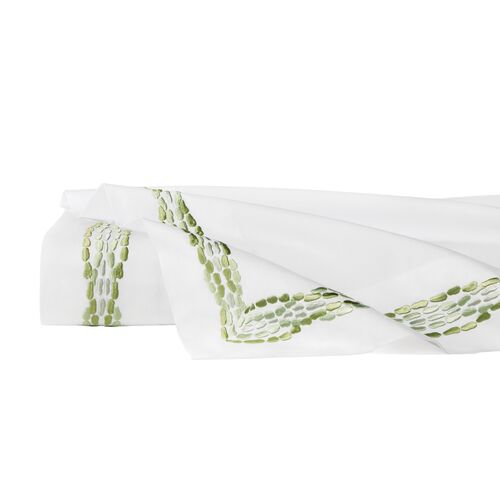 SFERRA x Scalamandré Cobblestones Flat Sheet, Green