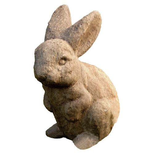 9" Ears Up Outdoor Statue, Aged Limestone~P77430704
