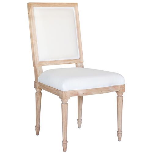 Bienville Linen Side Chair, White/Natural Bienville Linen Side Chair, White/Natural