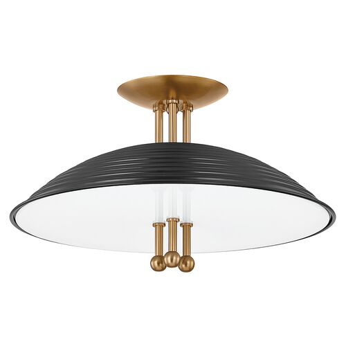 Larkin Semi Flush, Patina Brass/Soft Black