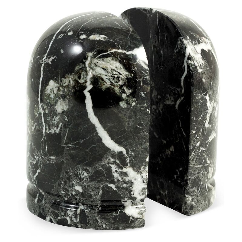 Pair of Zebra Marble Bookends, Black