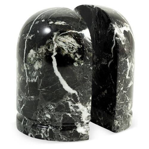 Pair of Zebra Marble  Bookends, Black~P76225410