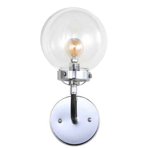 Haldrin Clear Glass Vanity Sconce, Silver/Black Haldrin Clear Glass Vanity Sconce, Silver/Black