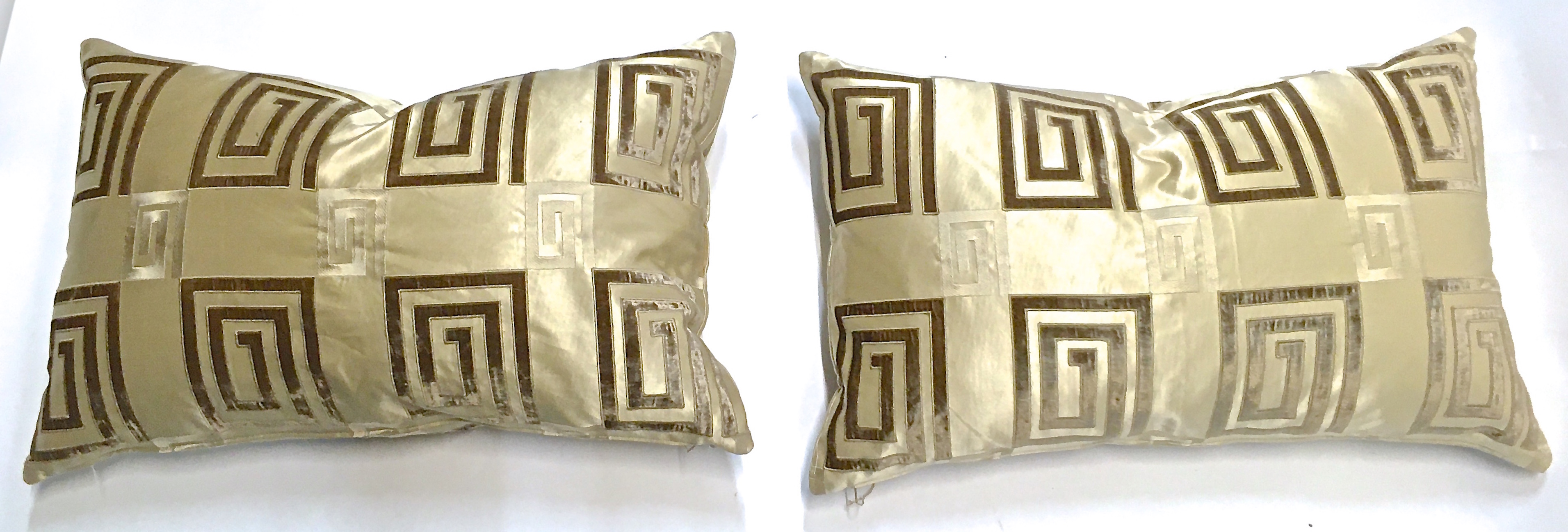 Custom Silk Greek Key Pillows, Pair~P77662495
