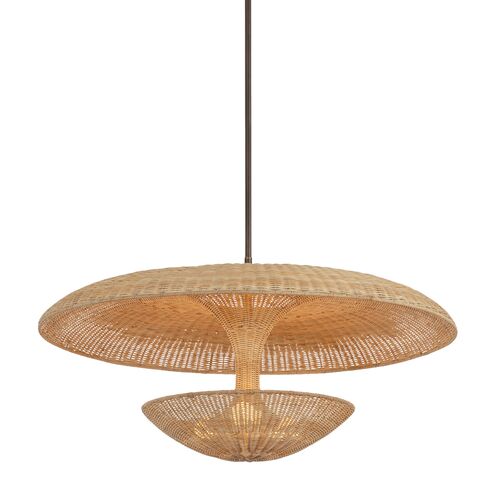 Draco Wicker Pendant, Light Natural/Bronze Leaf Draco Wicker Pendant, Light Natural/Bronze Leaf
