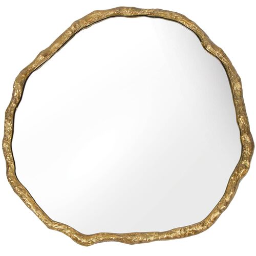 Wisteria Round Wall Mirror, Brass