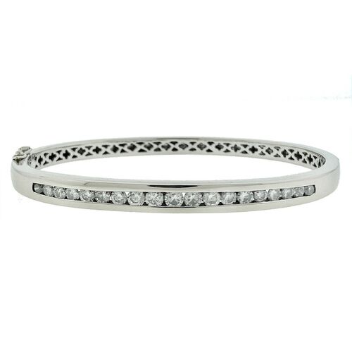 14k White Gold Diamond Bangle Bracelet~P77619161
