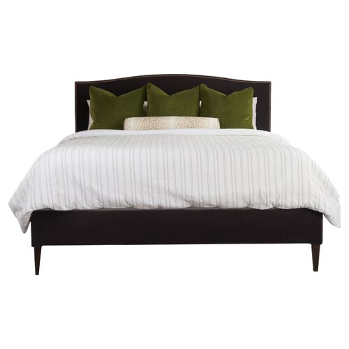 Bridgeway Arched Bed w/ Nailheads, Mink Velvet