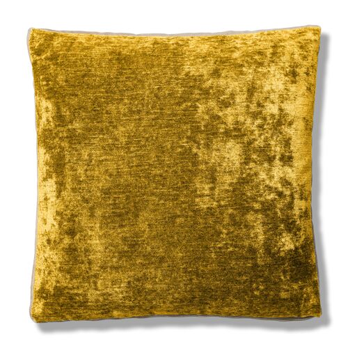 Hannah 22x22 Box Pillow, Gold/Cream Velvet~P77551967