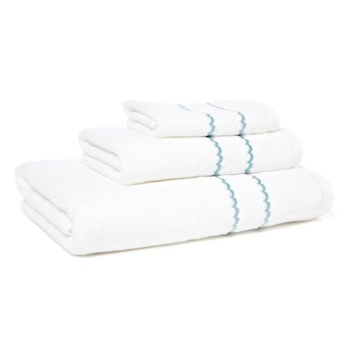 3-Pc Double Scallop Towel Set, Teal~P75404167