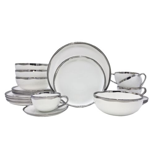 Dauville 20-Piece Place Setting, Platinum Rim